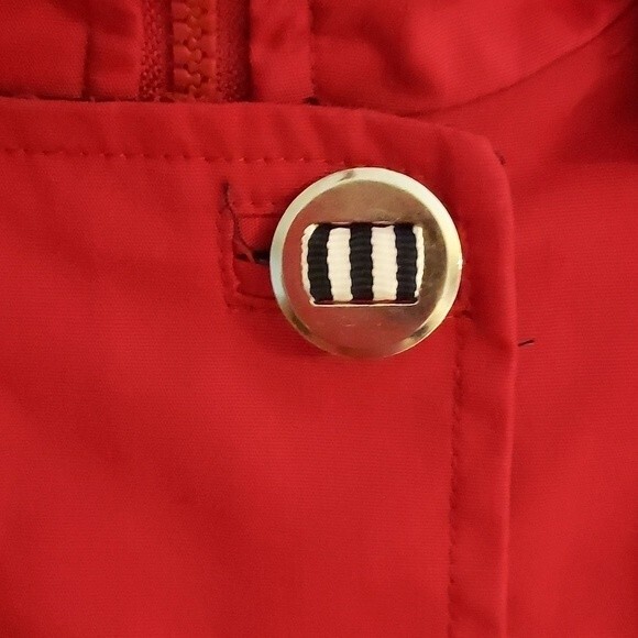 ST JOHNS BAY Womens Red Navy Blue Hooded Raincoat‎ Jacket Nautical Small - Picture 5 of 10